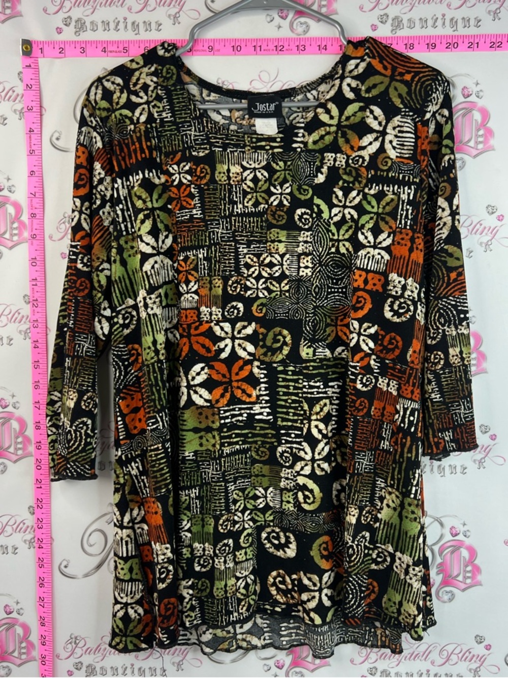 Jostar vintage shirt abstract Multicolor Geometric Print Long Sleeve Top